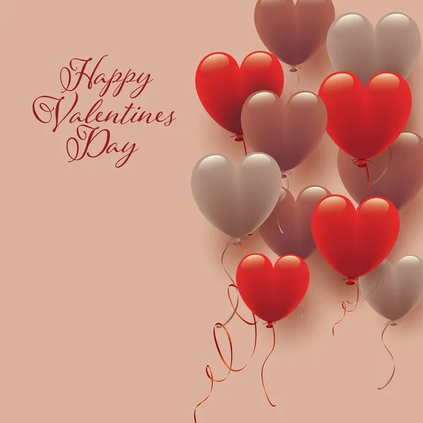 Valentýn Pozadí Červenou Čokoládové Barevné Srdeční Balónky — Stockový vektor