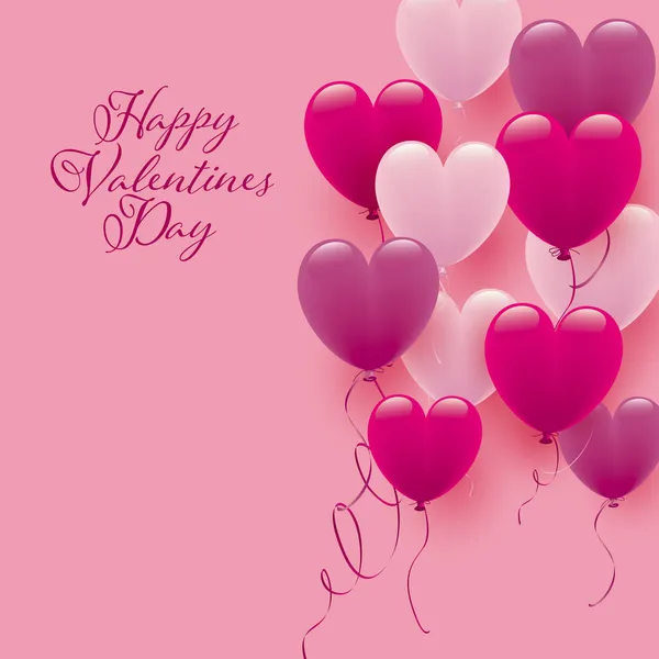 Fondo Del Día San Valentín Con Globos Corazón Rosa — Archivo Imágenes Vectoriales