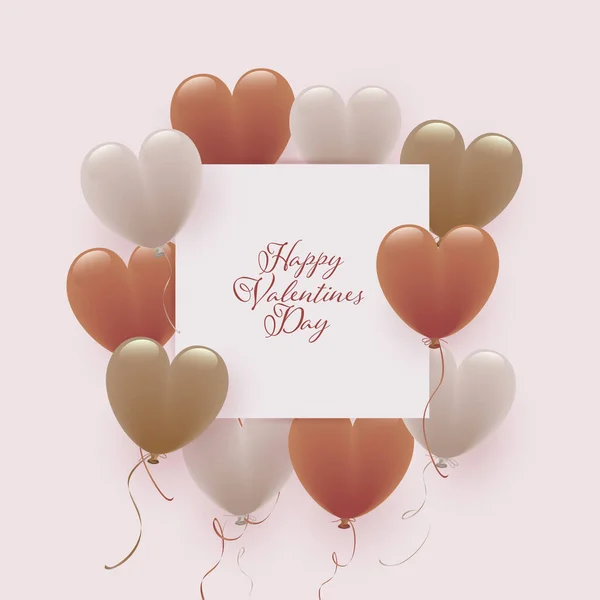 Dull Color Heart Balloons Valentine Day Card — Stock Vector