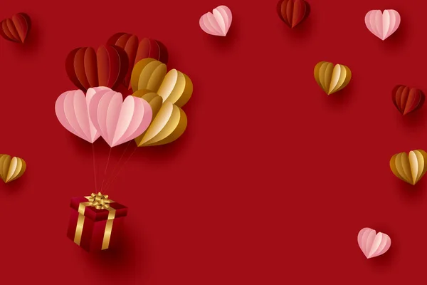 Ilustración Artesanía Del Corazón Caja Regalo — Vector de stock