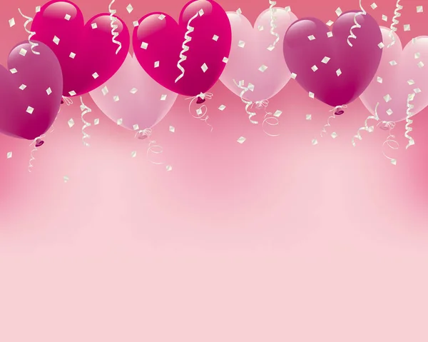 Fondo Colores Pastel Corazón Globos — Vector de stock