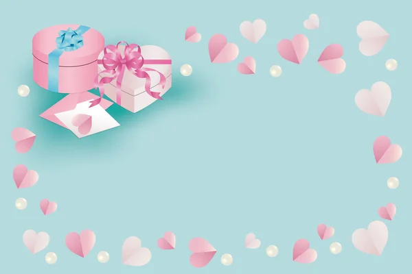 Fondo Artesanía Del Corazón Cajas Regalo — Vector de stock