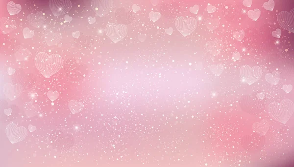 Fondo Gradación Brillantez Desenfoque Con Corazones Dispersos — Vector de stock