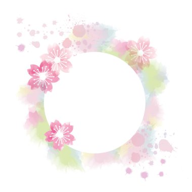 Watercolor style frame of cherry blossoms