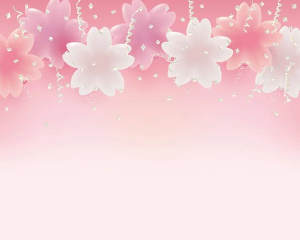 桜の形をした風船イラストの背景 — ストックベクタ