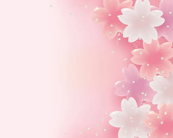 樱花形气球图解的背景 — 图库矢量图片