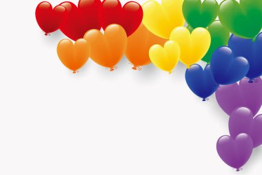 LGBT 6 renkli gökkuşağı renkli kalp şeklinde balonlar arka plan