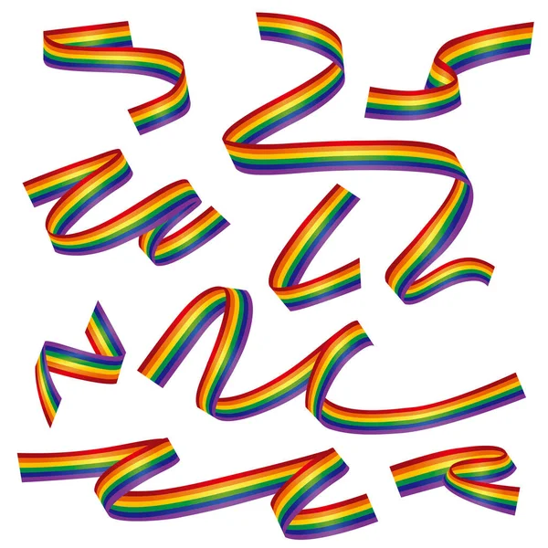 Lgbt Color Rainbow Colored Ribbon Set — ストックベクタ
