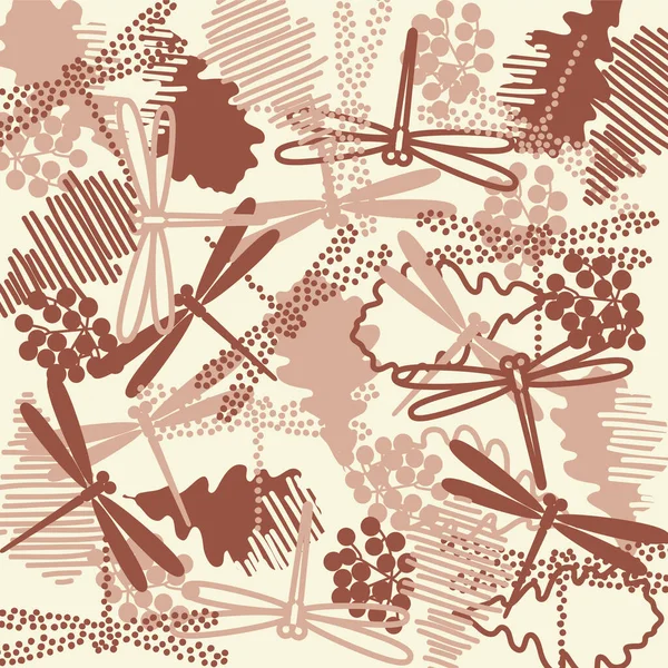 Illustration Background Leaves Dragonflies Stockvector