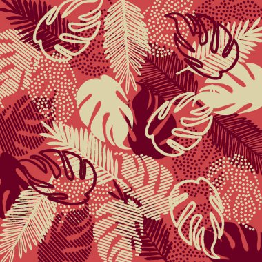 Monstera ve palmiye yaprakları arka plan