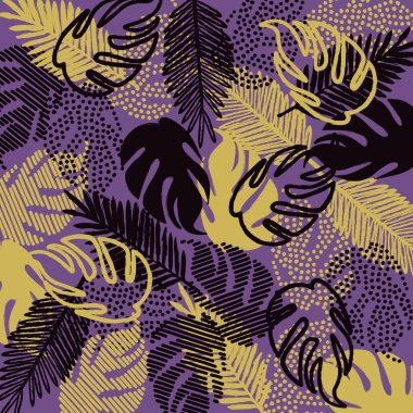 Monstera ve palmiye yaprakları arka plan