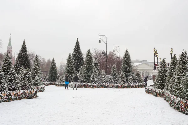 Moskova Rusya Ocak 2018 Manezhnaya Meydanı Kış Süslemeleri Sihirli Orman — Stok fotoğraf
