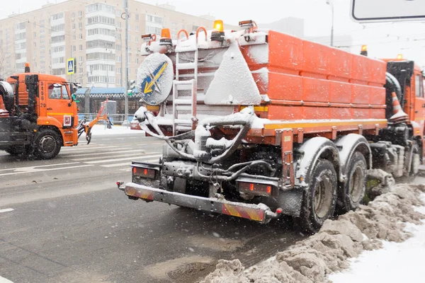 Russia Moscow 2021 Snow Cleaning Special Equipment Heavy Snowfall — Stock Photo, Image