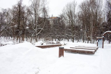 Moskova, Rusya, Geleceğin Park Bahçesinde Karlı bir kış günü