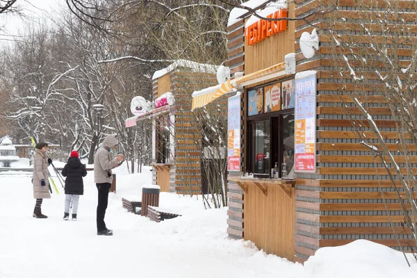 Москва, Россия, снежный зимний день в парке "Сад будущего" — стоковое фото