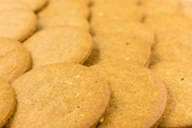 ginger cookie, close-up, food background. Traditional sweet and aromatic Christmas treat.
