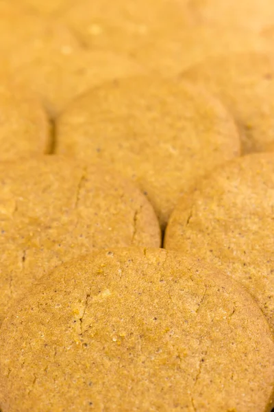 Ginger cookie, close-up, food background. Traditional sweet and aromatic Christmas treat. — 图库照片