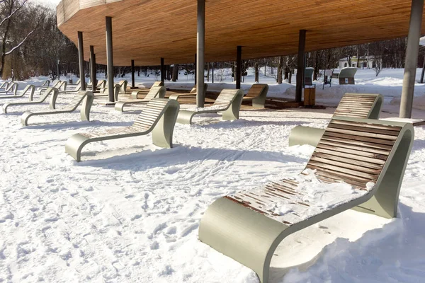 Rusya, Moskova, VDNH 'deki peyzaj parkı. Kış görünümü. — Stok fotoğraf
