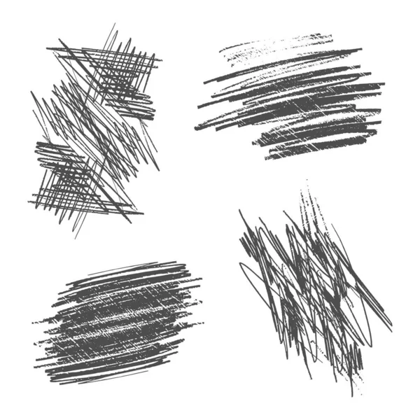 Skizzieren Sie Schraffuren Pen Doodle Freihand Striche Kreide Kritzeln Graue — Stockvektor