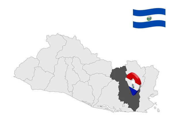 Разграбление Департамента Сан Хуель Карте Сальвадора Знак Местоположения Похож Флаг — стоковый вектор