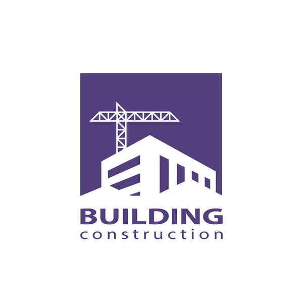 Construction Working Industry Concept Building Construction Logo Violet Your Web — Stock Vector