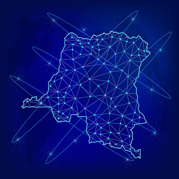 Концепция Глобальной Логистической Сети Карта Сетей Связи Конго Мировом Фоне — стоковый вектор