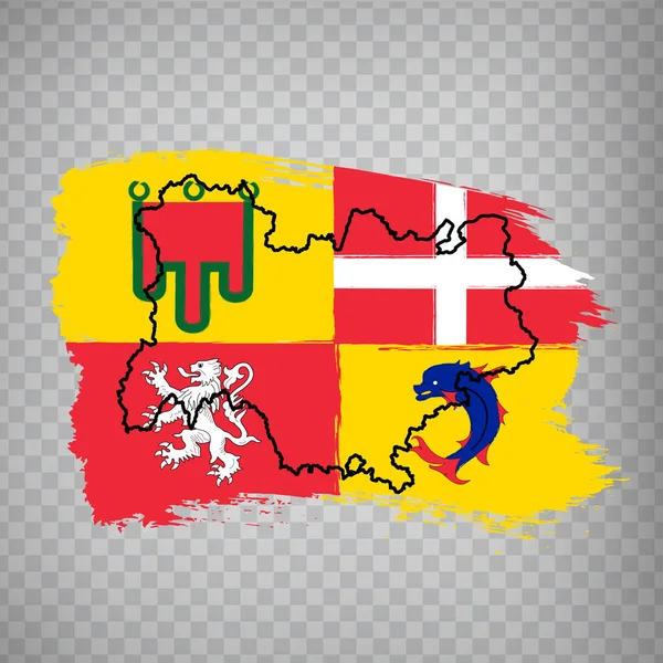 Флаг Оверни Рона Альп Мазков Кистью Высококачественная Карта Флаг Aufenne — стоковый вектор