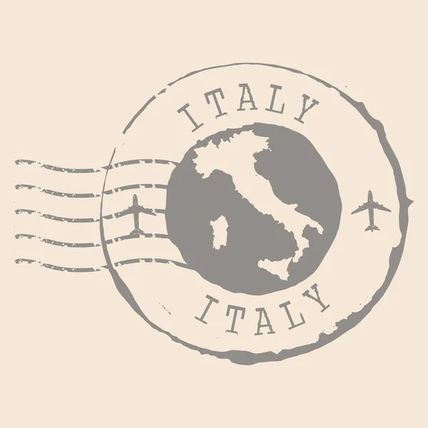 Italia Francobollo Postale Mappa Guarnizione Gomma Silhouette Design Retro Travel — Vettoriale Stock