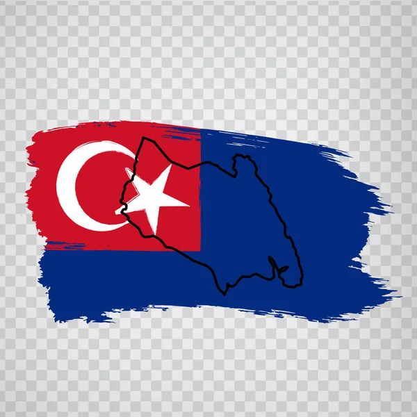 Bandeira Estado Johor Pinceladas Mapa Alta Qualidade Bandeira Johor Para — Vetor de Stock