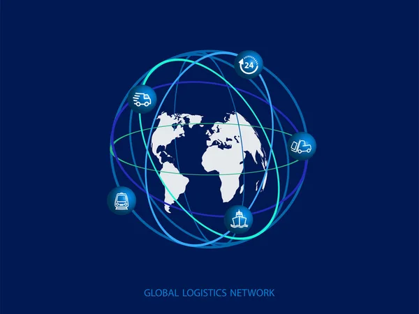 Globales Logistiknetzwerk Karte Der Globalen Logistikpartnerschaft Planet Erde Und Logistik — Stockvektor