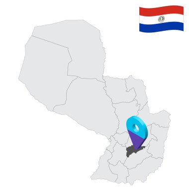 Peru haritasındaki Guaira Bölümü. Guaira bayrağına benzer 3 boyutlu bir işaret. Tasarımınız için Paraguay Cumhuriyeti ile kaliteli bir harita. EPS10