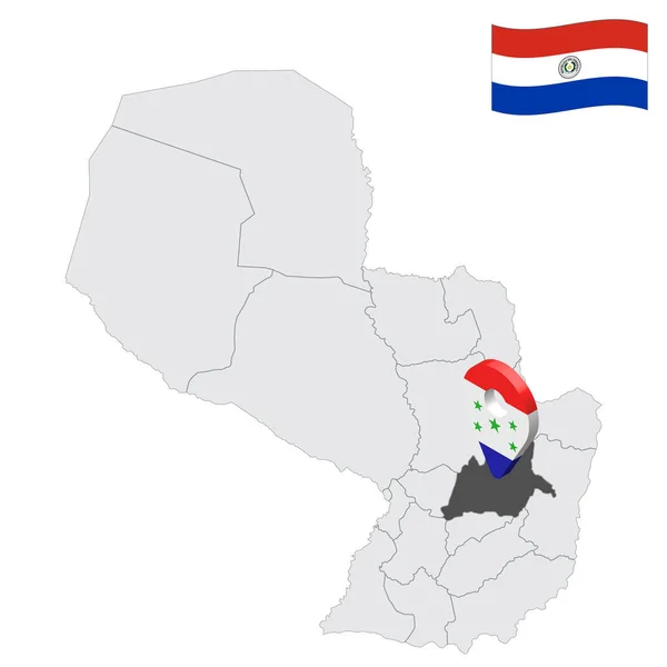 Locatie Caaguazu Departement Kaart Peru Locatie Teken Vergelijkbaar Met Vlag — Stockvector