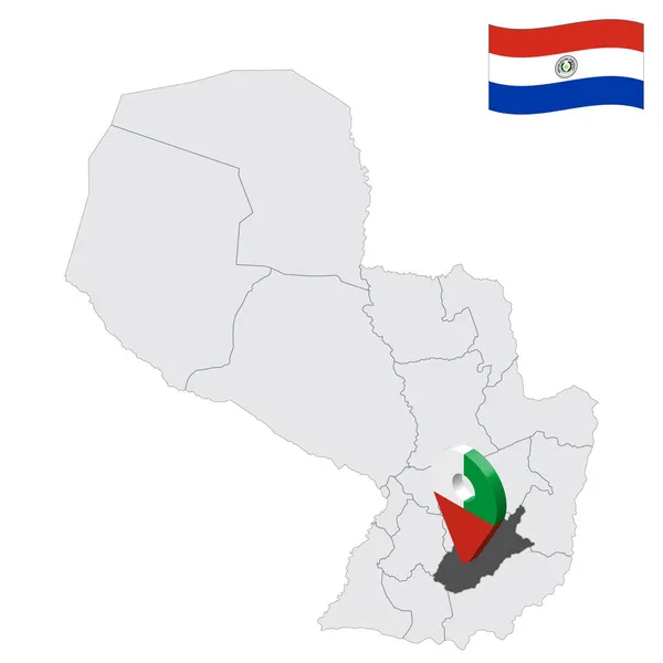 Locatie Caazapa Departement Kaart Peru Locatie Teken Vergelijkbaar Met Vlag — Stockvector