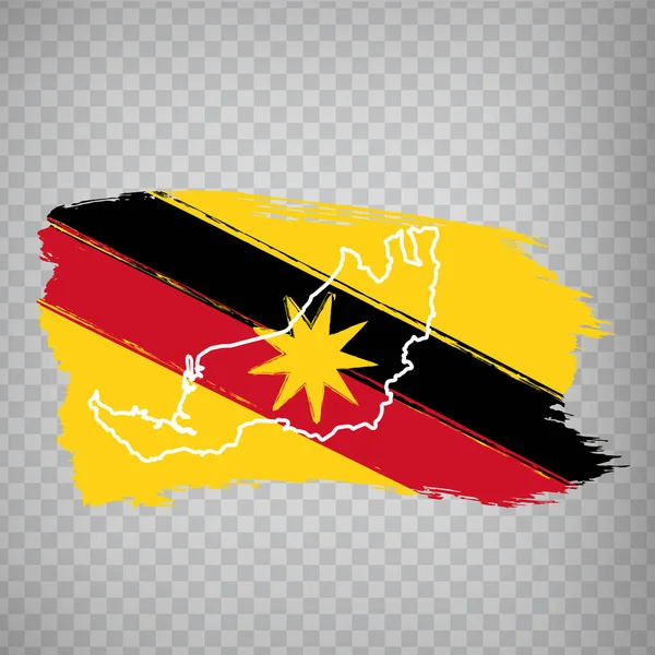 Bandeira Sarawak Estado Pinceladas Mapa Alta Qualidade Bandeira Sarawak Para —  Vetores de Stock