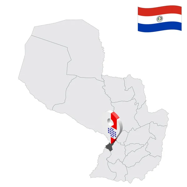 Ubicación Central Departamento Mapa Paraguay Signo Ubicación Similar Bandera Central — Vector de stock