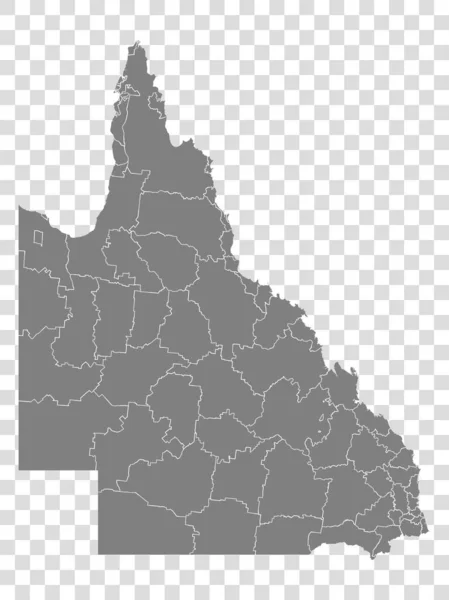 Mapa Stanu Queensland Przejrzystym Tle Mapa Stanu Queensland Dzielnicami Projektowania — Wektor stockowy