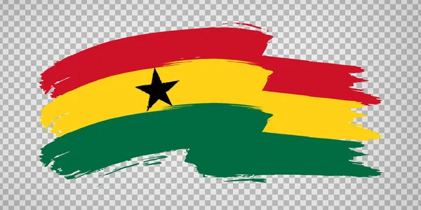 Flagge Republik Ghana Von Pinselstrichen Flaggenschwenken Ghana Auf Transparentem Hintergrund — Stockvektor