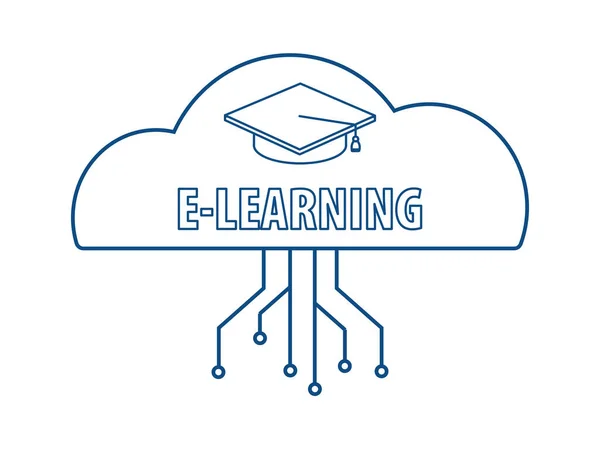 Concepto Aprendizaje Electrónico Logo Aprendizaje Centro Línea Graduación Tapa Académica — Archivo Imágenes Vectoriales