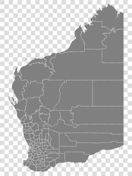 西澳大利亚州在透明背景下的地图 西澳大利亚空白地图州与地区为您的网站设计 应用程序 用户界面 Eps10 — 图库矢量图片
