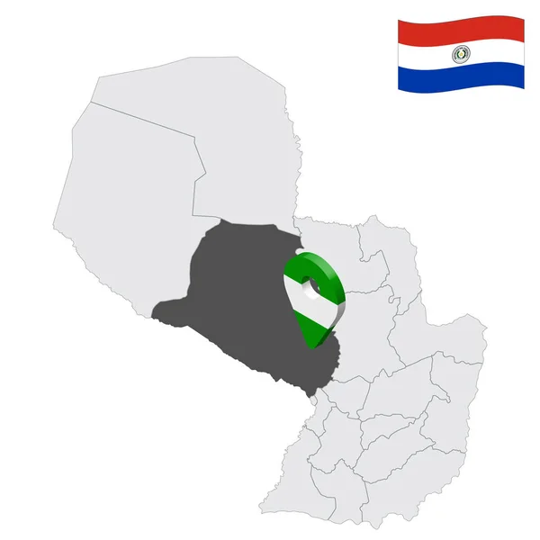 場所大統領ヘイズ部地図パラグアイ ヘイズ大統領の旗に似た3次元位置表示 あなたのデザインのためのパラグアイ共和国の州との品質地図 Eps10 — ストックベクタ