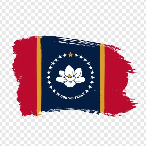 Bandeira Mississippi Pinceladas Estados Unidos América Bandeira Mississippi Fundo Transparente — Vetor de Stock