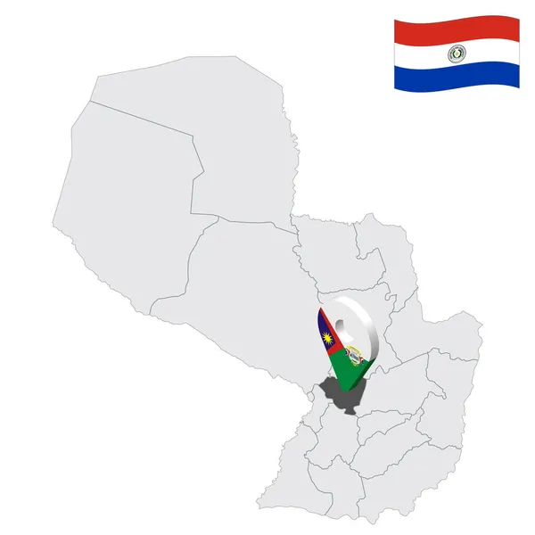 Locatie Cordillera Departement Kaart Paraguay Locatie Teken Vergelijkbaar Met Vlag — Stockvector