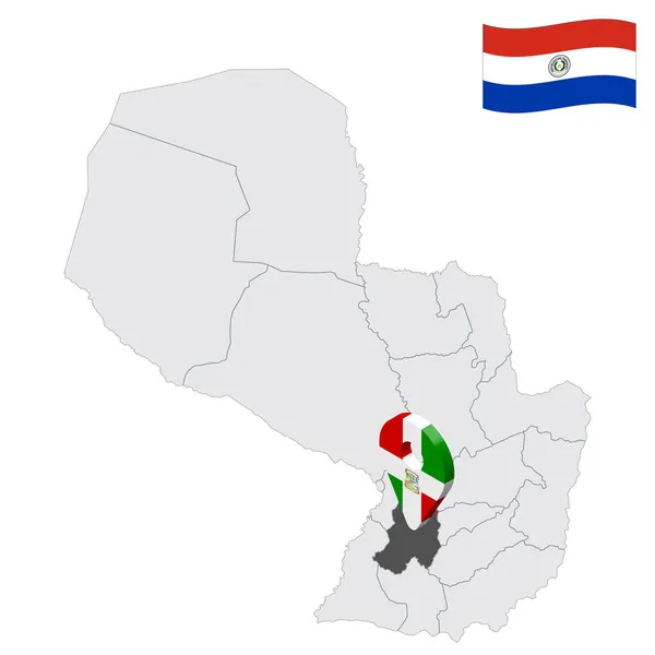 Locatie Paraguari Departement Kaart Paraguay Locatie Teken Vergelijkbaar Met Vlag — Stockvector