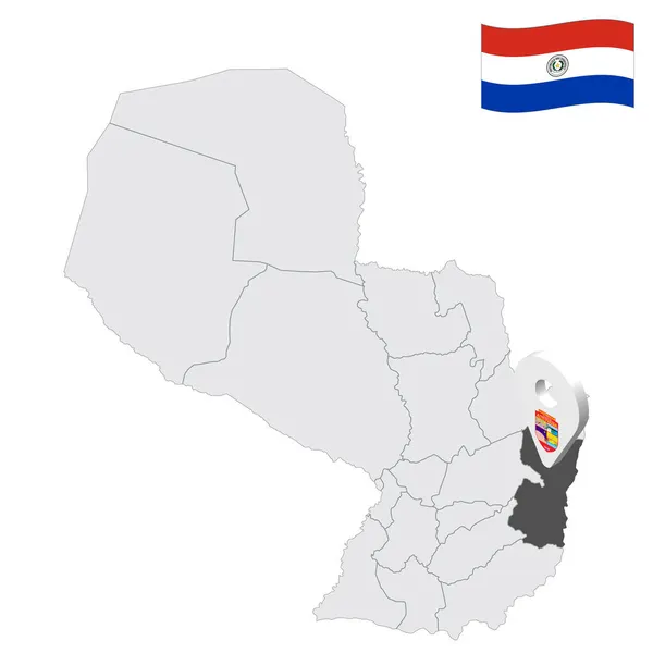 場所アルトパラナ県地図パラグアイ アルト パラナの旗に似た3D位置表示 あなたのデザインのためのパラグアイ共和国の州との品質地図 Eps10 — ストックベクタ