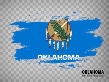 Fırça darbelerinden Oklahoma bayrağı. Amerika Birleşik Devletleri. İnternet sitesi tasarımı, uygulaması ve UI için saydam arkaplan üzerinde başlığı olan Oklahoma bayrağı. Hisse senedi. Vektör çizimi. EPS10.