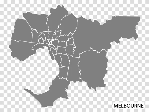 Carte Haute Qualité Melbourne Est Une Ville Australie Avec Des — Image vectorielle