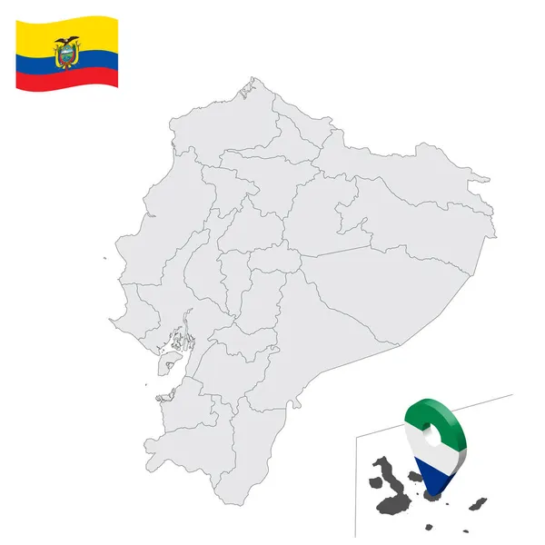 場所ガラパゴス州地図エクアドル ガラパゴスの旗に似た3D位置表示 あなたのデザインのためのエクアドル共和国の州との品質地図 Eps10 — ストックベクタ