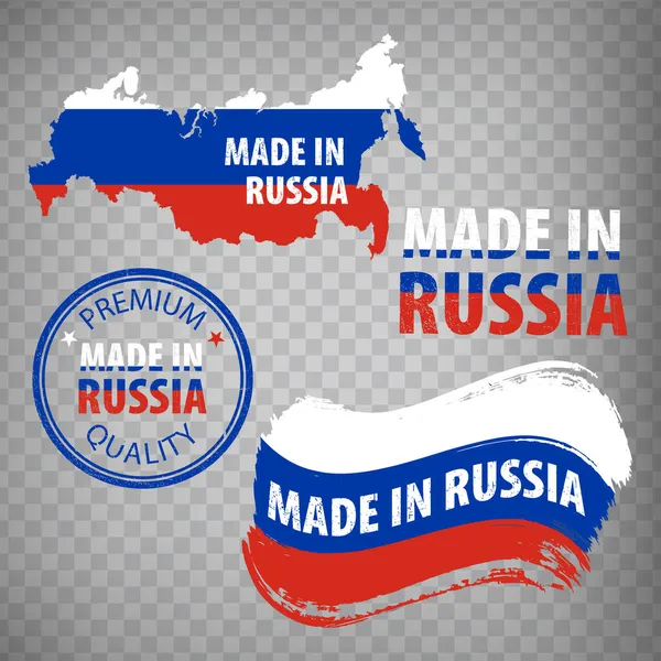 Tillverkad Ryssland Gummistämplar Ikon Isolerad Transparent Bakgrund Tillverkad Eller Tillverkad — Stock vektor