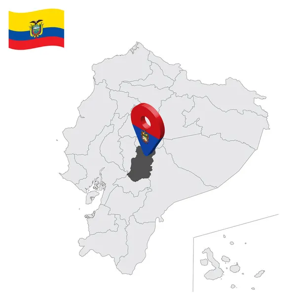 場所キンボラゾ県の地図エクアドル キンボラソの旗に似た3D位置表示 あなたのデザインのためのエクアドル共和国の州との品質地図 Eps10 — ストックベクタ