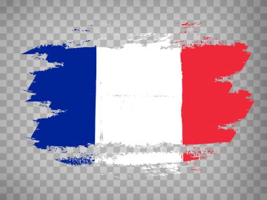 Fırça darbelerinden Fransa bayrağı. İnternet sitesi tasarımı, uygulaması, UI için şeffaf arka planda Fransız Cumhuriyeti bayrağı. Hisse senedi. Vektör illüstrasyonu EPS10